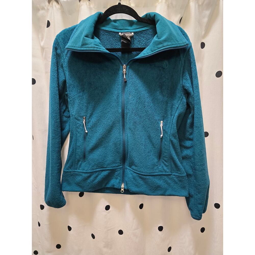 The North Face Osito plush‎ emerald green full zip collared jacket size medium